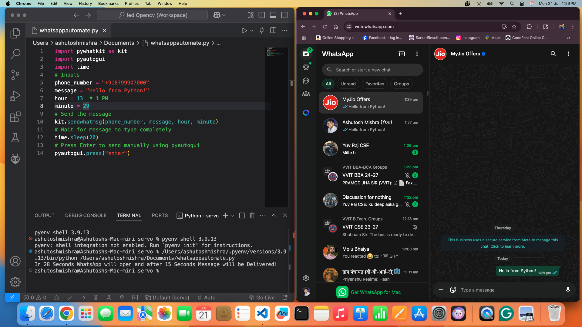 How to Send WhatsApp Messages Automatically Using Python
