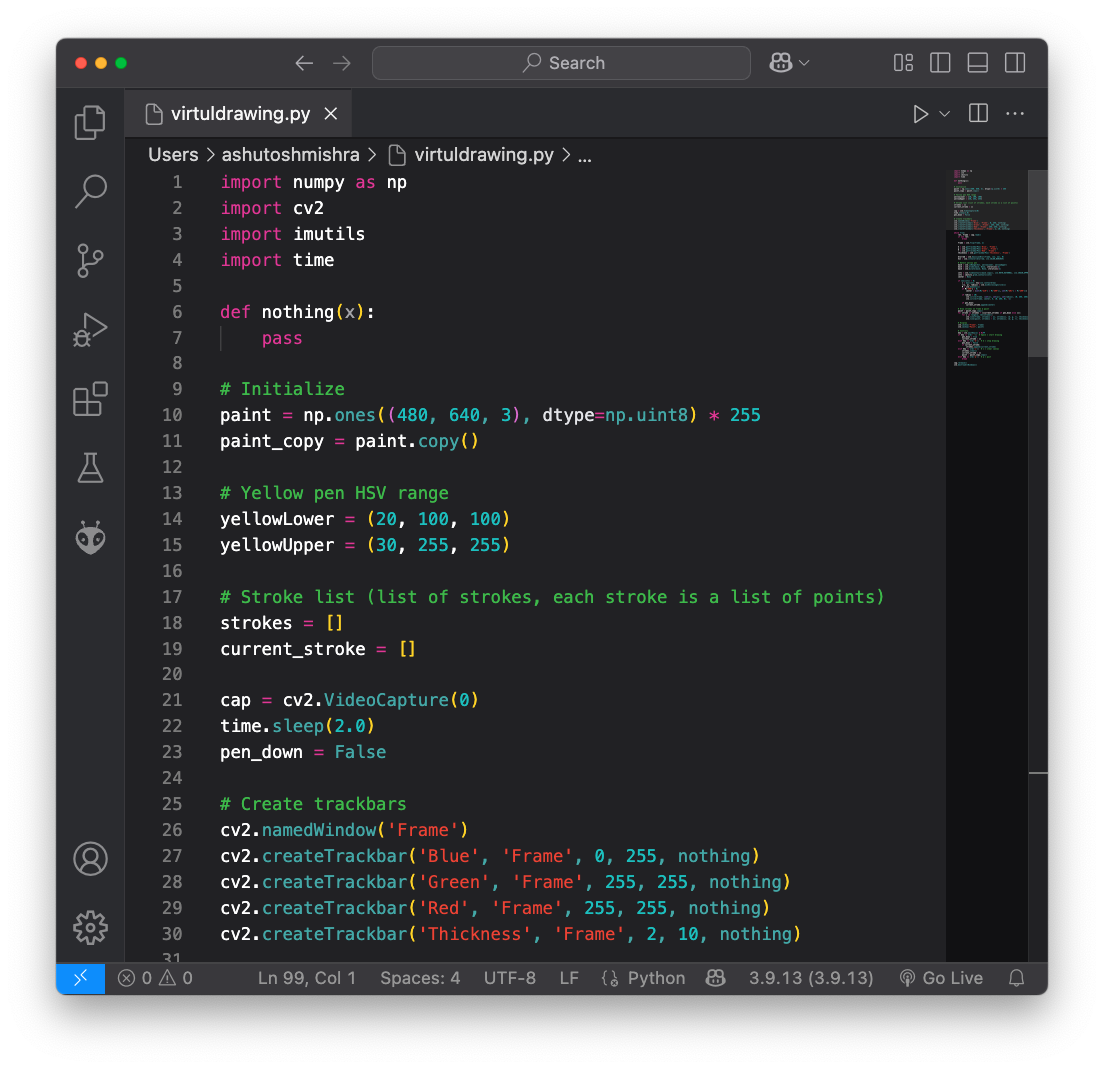 How To Create Drawing App Using OpenCV and Python (Virtual Pen)
