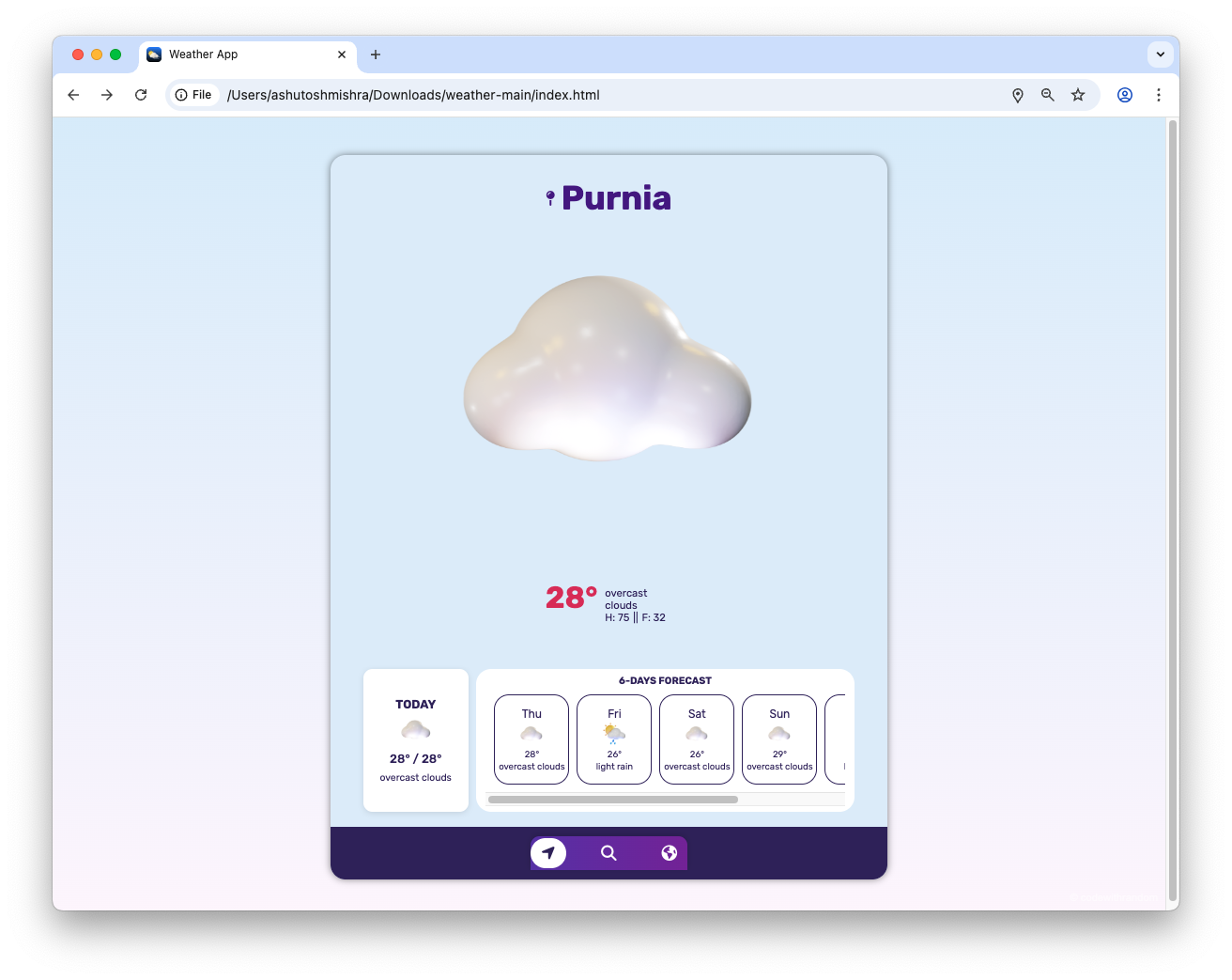 How to Build a Weather App Using HTML, CSS (OpenWeatherMap API)